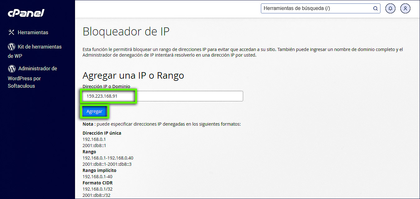 cPanel_Bloqueador de ip