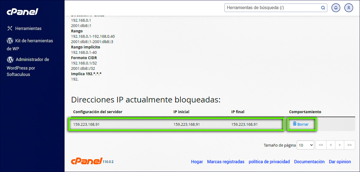 Seleccionar la IP