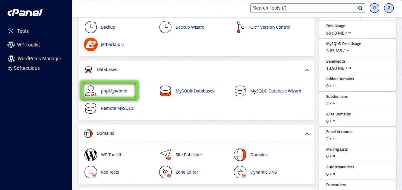 phpMyAdmin-cPanel