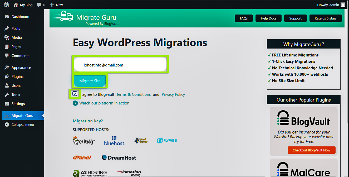 Digitar correo de migración
