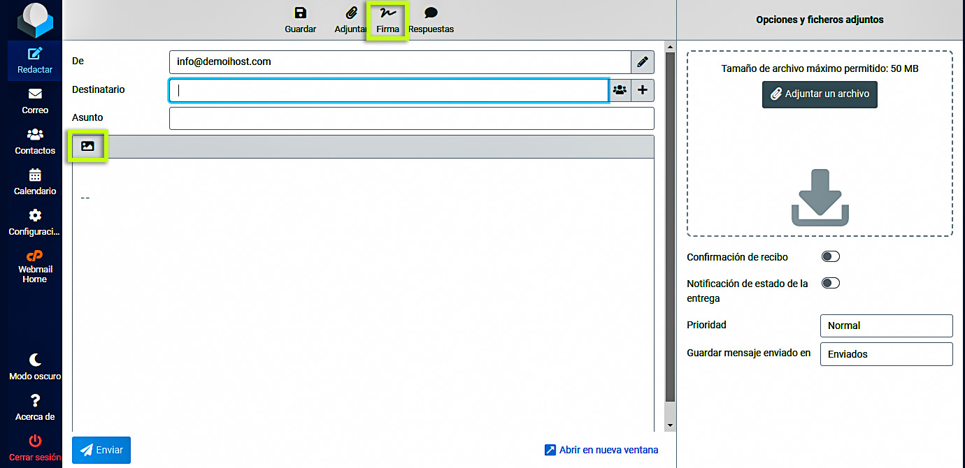 Firma de correo insetada