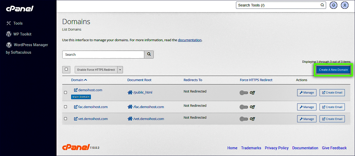 Crea nuevo subdominio