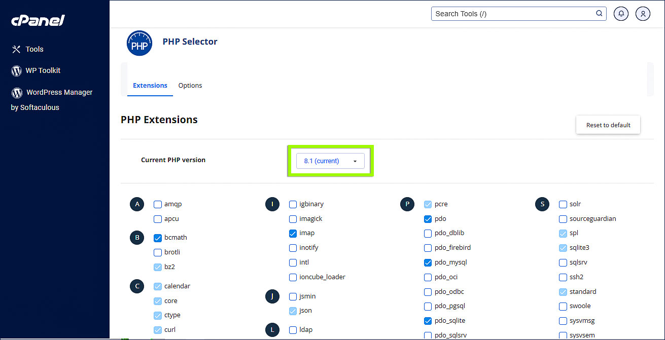 Versión actual de PHP