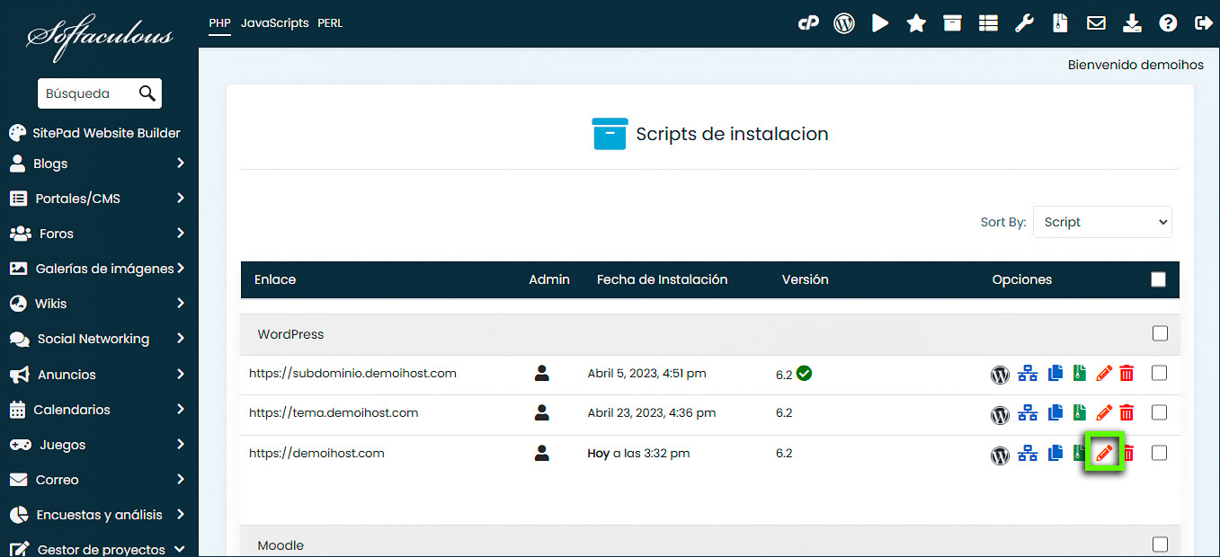 Editar icono de instalación