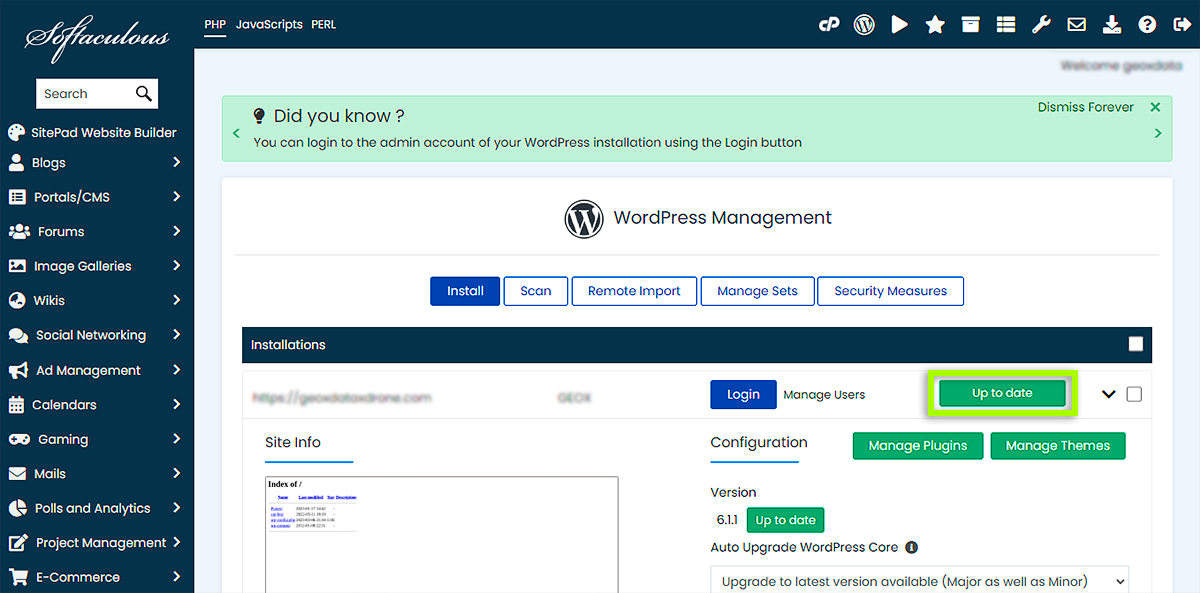 Administrador de WordPress - Versión actualizada