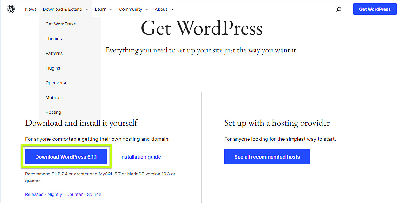 Descarga de wordpress