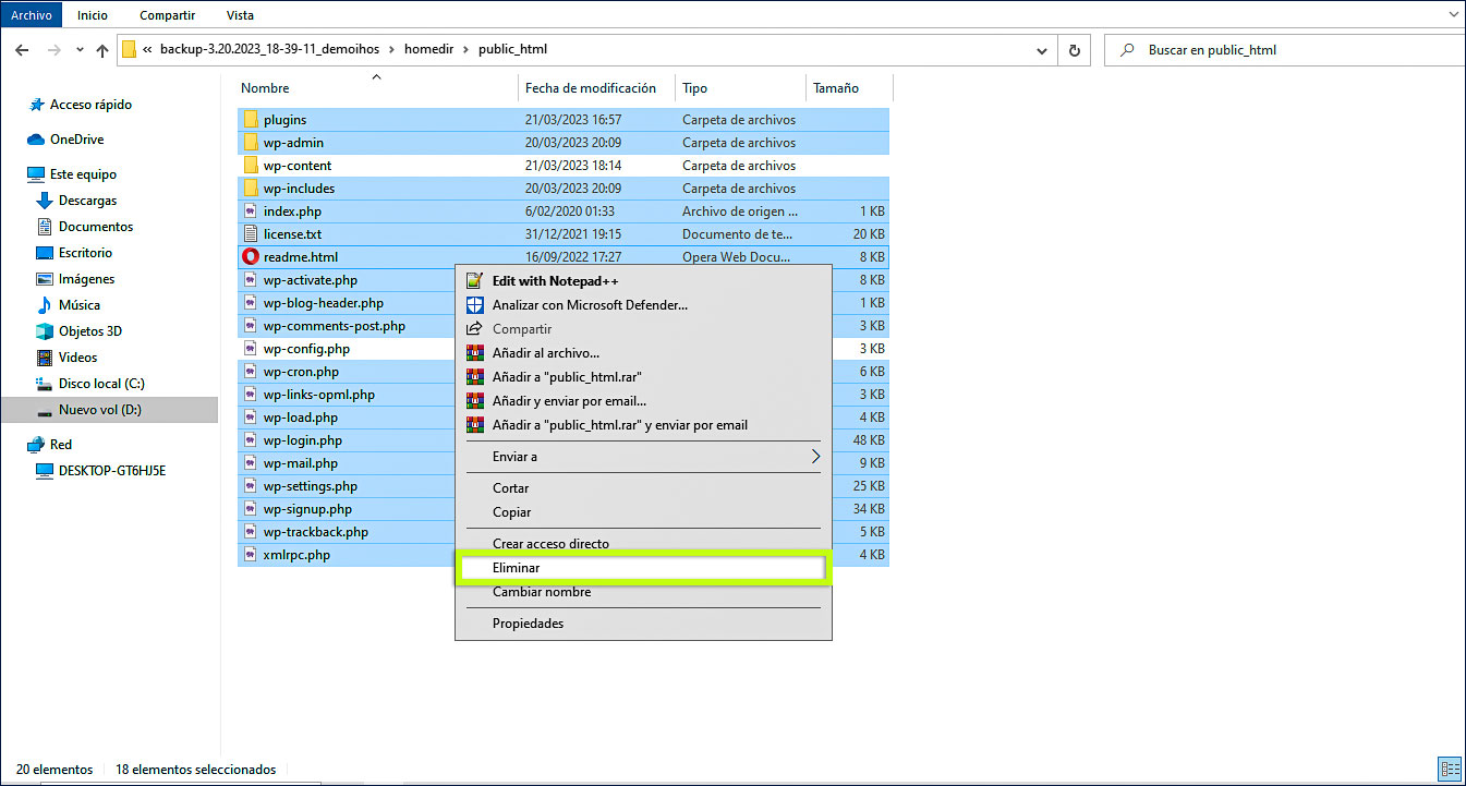 Eliminar Public_html