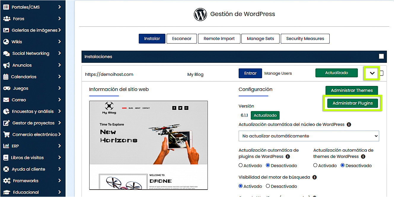 Administrador de themes