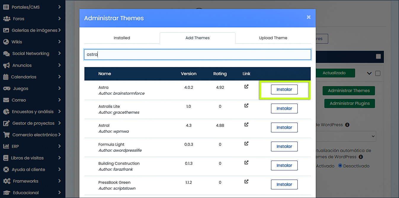Instalar themes