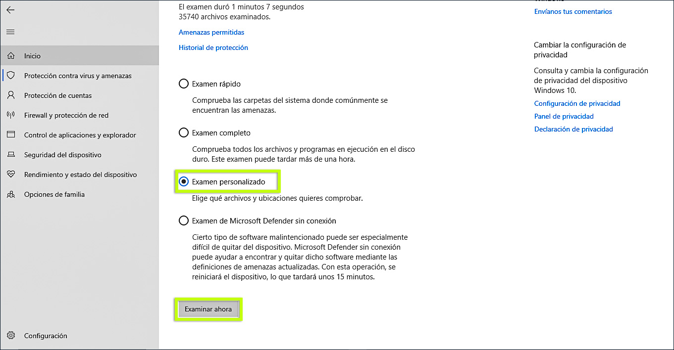 Examen personalizado