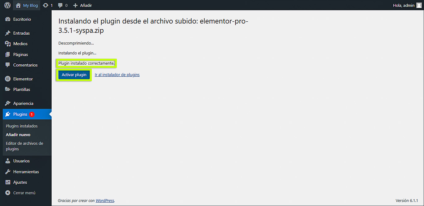 Activar plugin