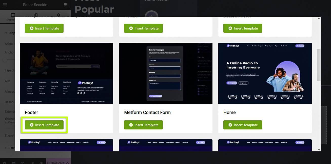 Instalar footer