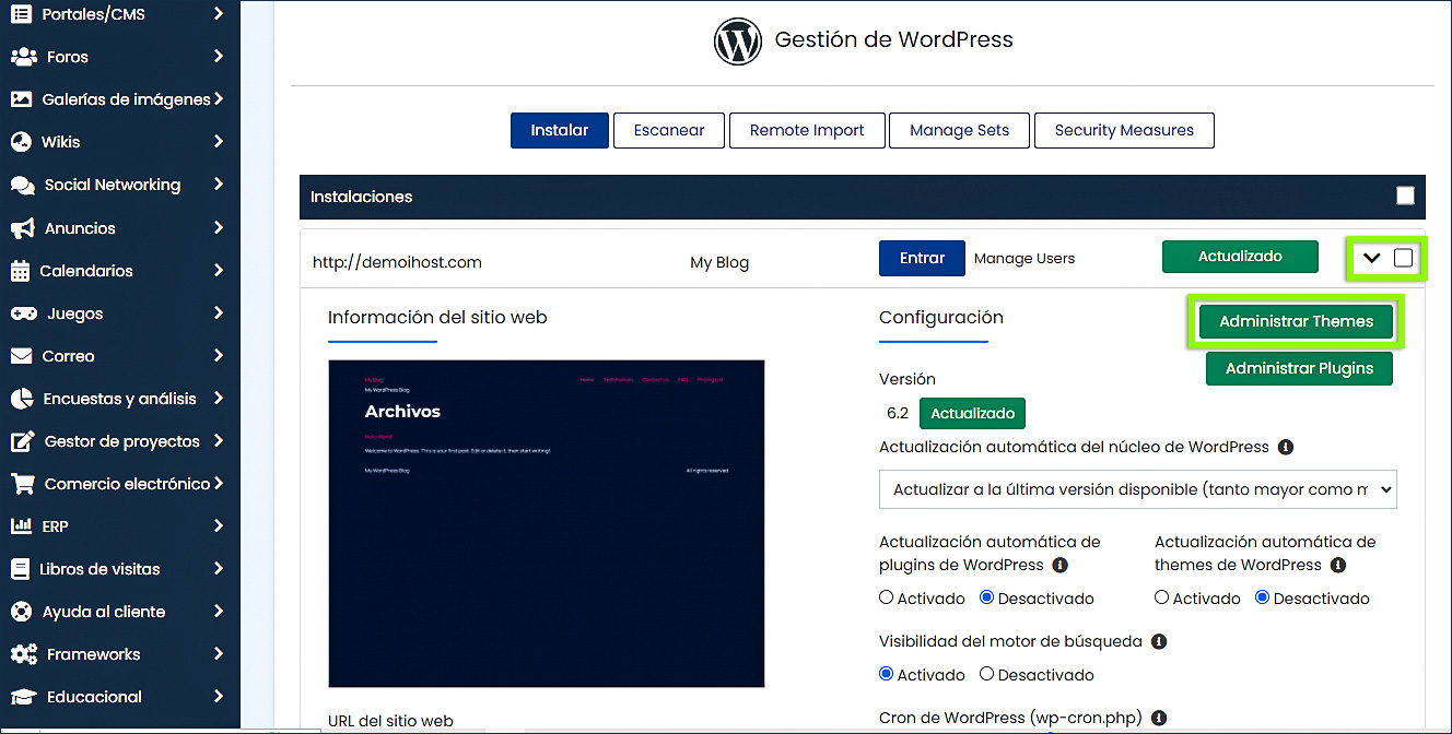 Icono de WordPress de Softaculous