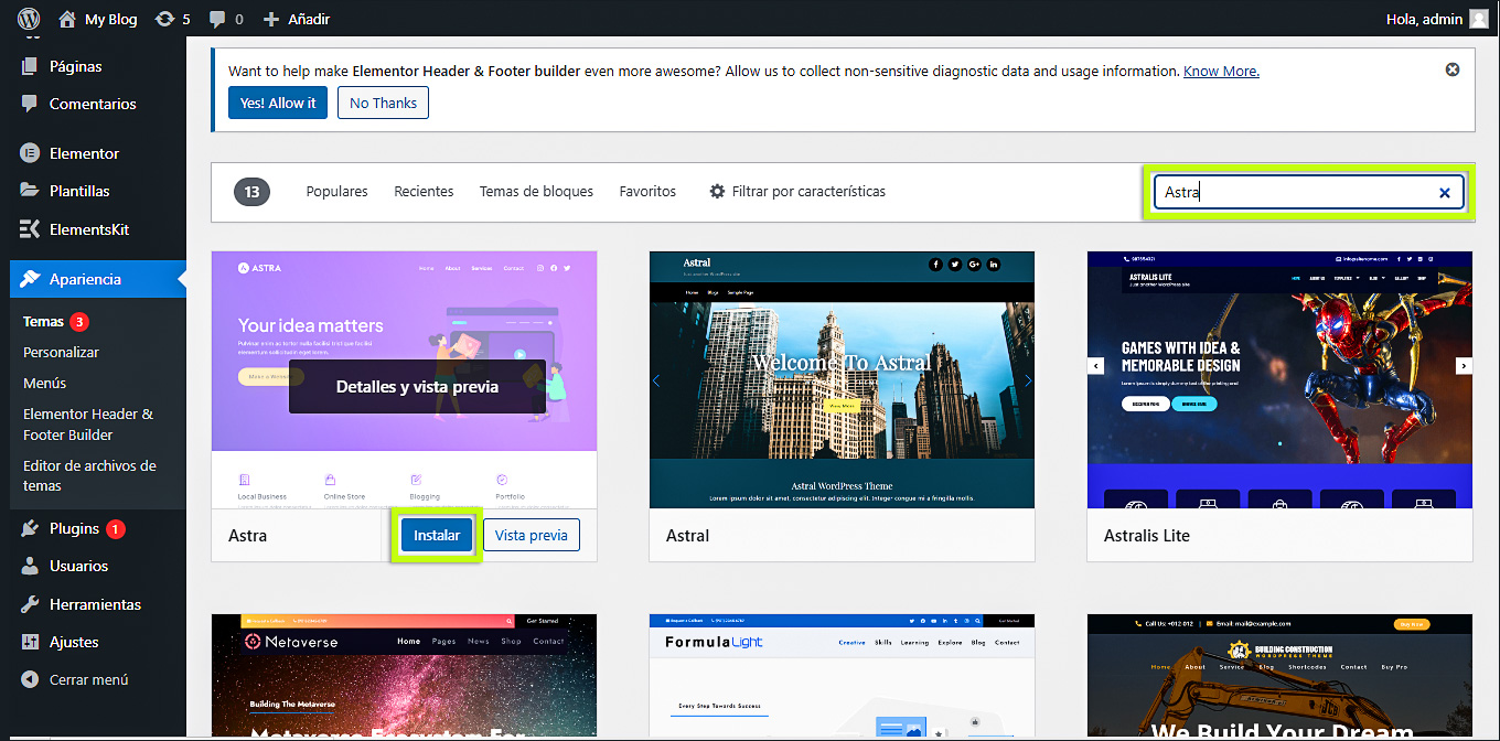 Instalar tema